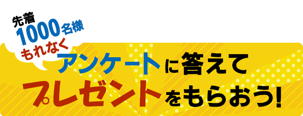 先着1000名様アンケートに答えてプレゼントをもらおう!